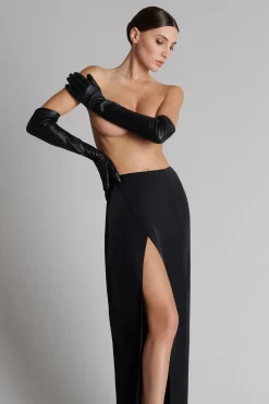 Maison Close Gants opéra cuir avec jarretelles
